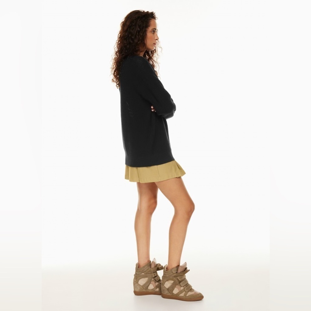 Aritzia Wilfred Free Hillside Sweater Black 100% Wool Crewneck Waffle Knit S - Picture 2 of 13